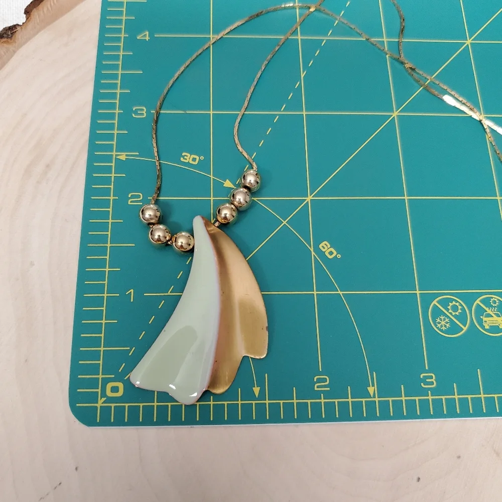 Gold Bead Illusion Horn Necklace